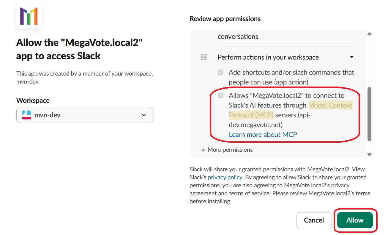 Review the requested permissions and approve the connection