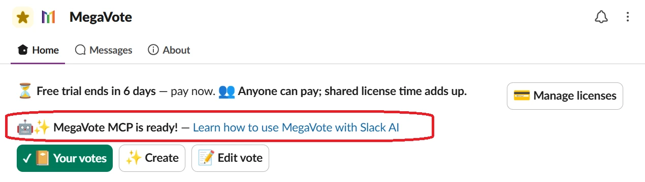 Return to Slackbot to check the installation status