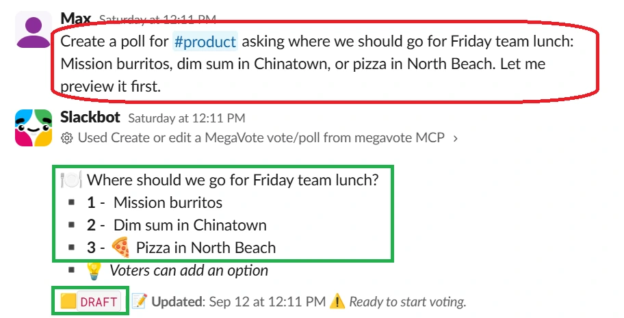 Create a poll draft with a natural-language prompt