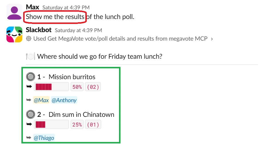 Check poll results without finding the original message