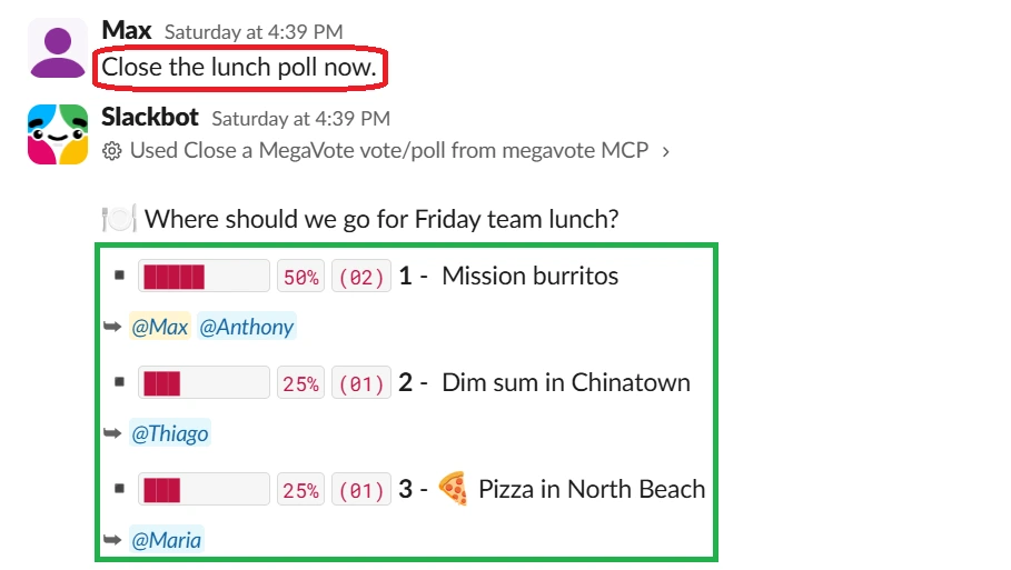 Close a running poll from Slackbot