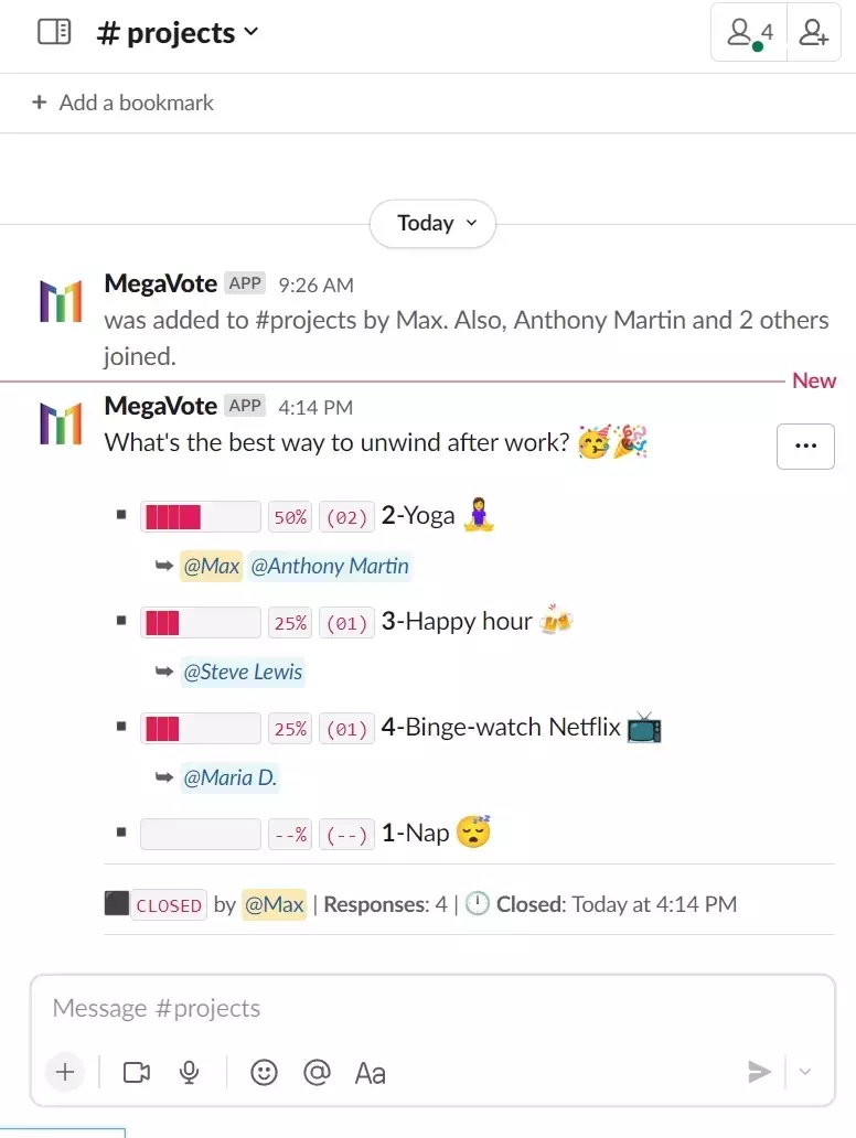 Create a poll in Slack from another poll